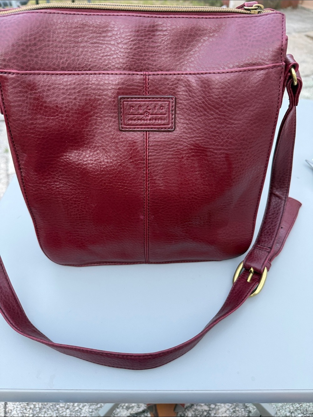 Relic Burgundy Leather Crossbody Bag